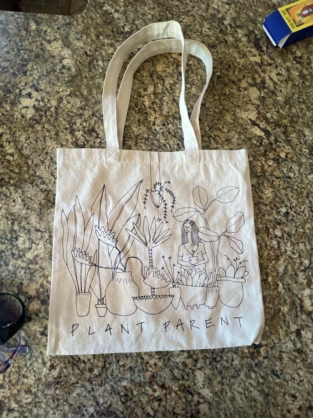 Plant Parent Line Art Graphic Canvas Tote Bag
